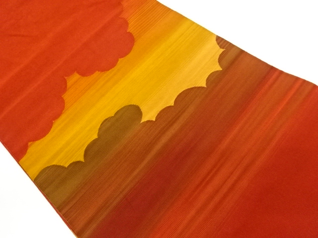 綴れ雲取り模様織出し名古屋帯